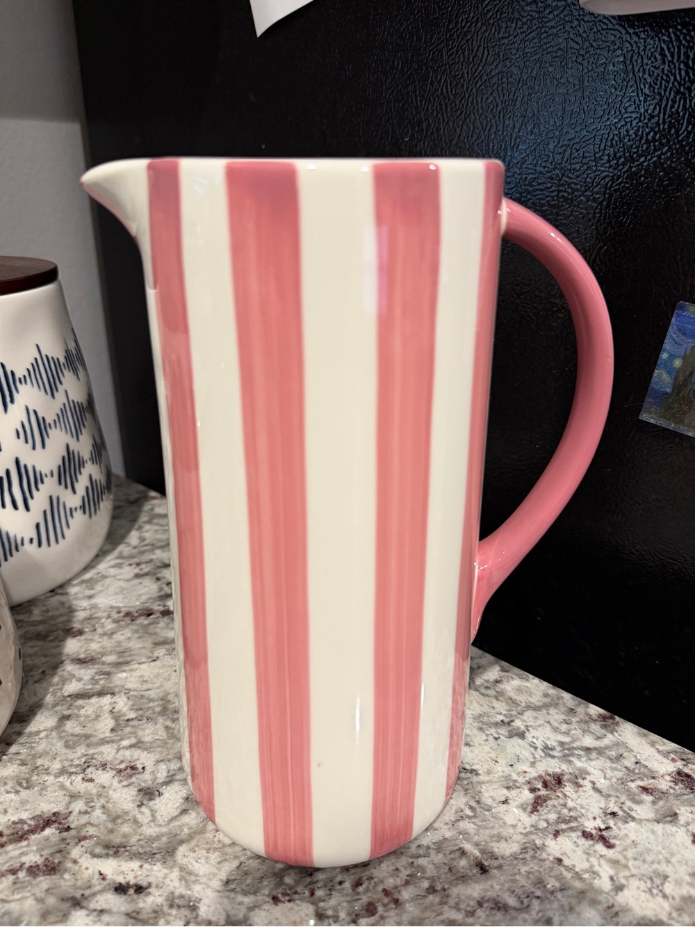 Noon & Moon Ceramic Pitcher Pink Stripe FabFitFun